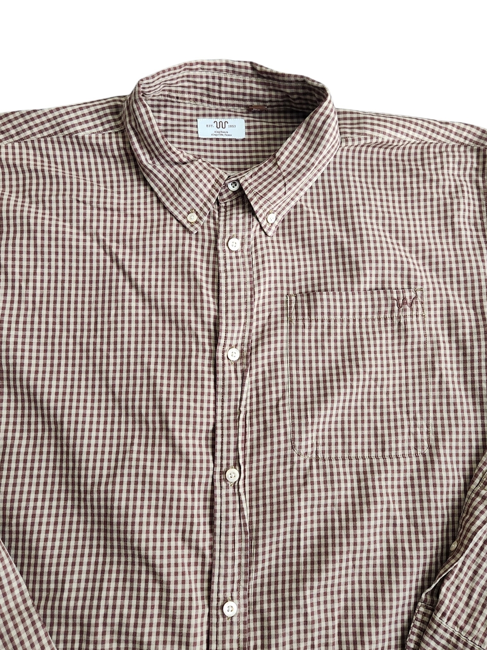 King Ranch Main House Button Down Western Shirt Men's 2XL Brown Gingham Plaid
